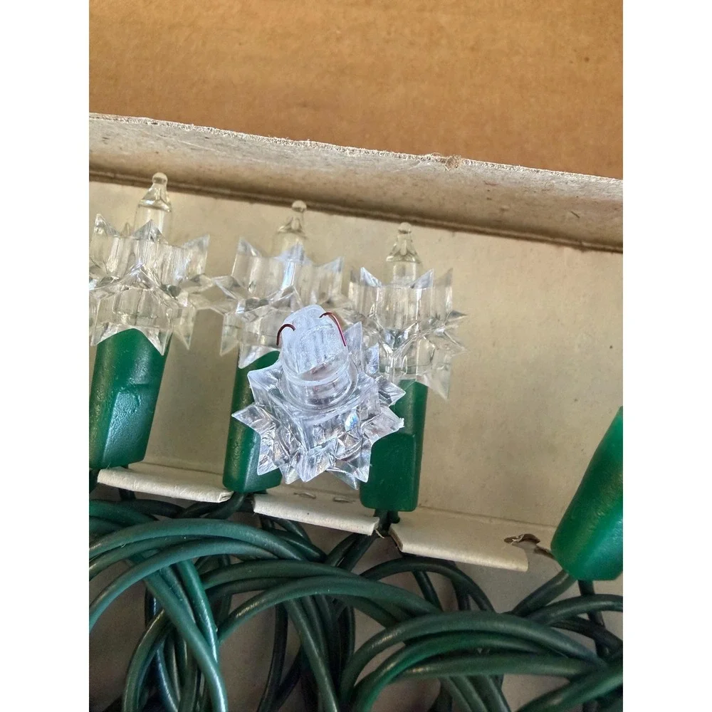 Vintage Retro Christmas Crystal 35 Multi-Star Lights‎ Double Flashing Indoor